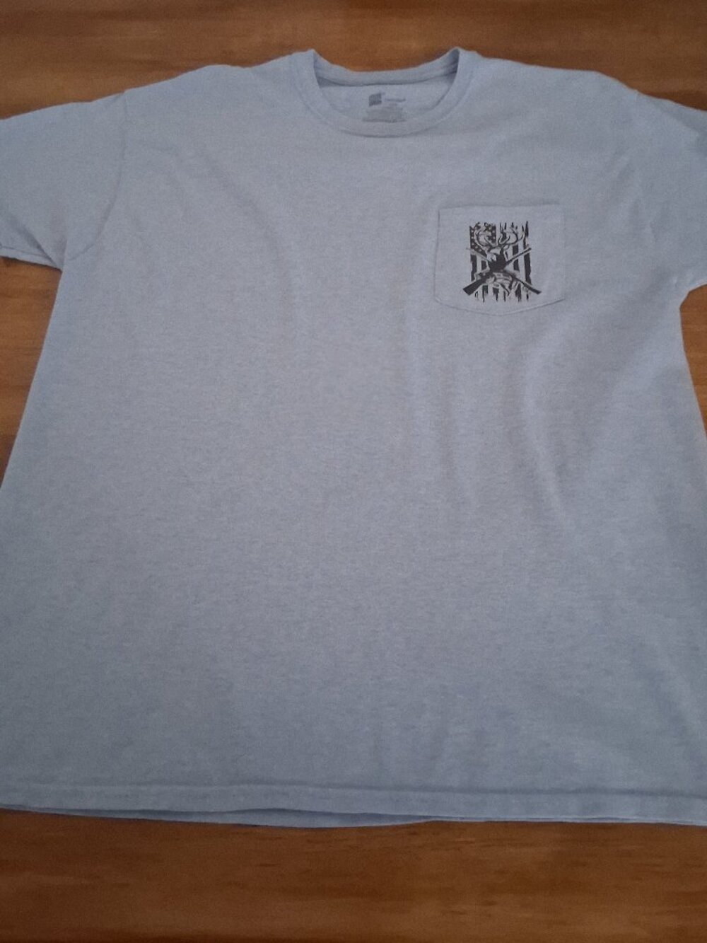 Blue Hanes Tee with Pocket DTF Transfer